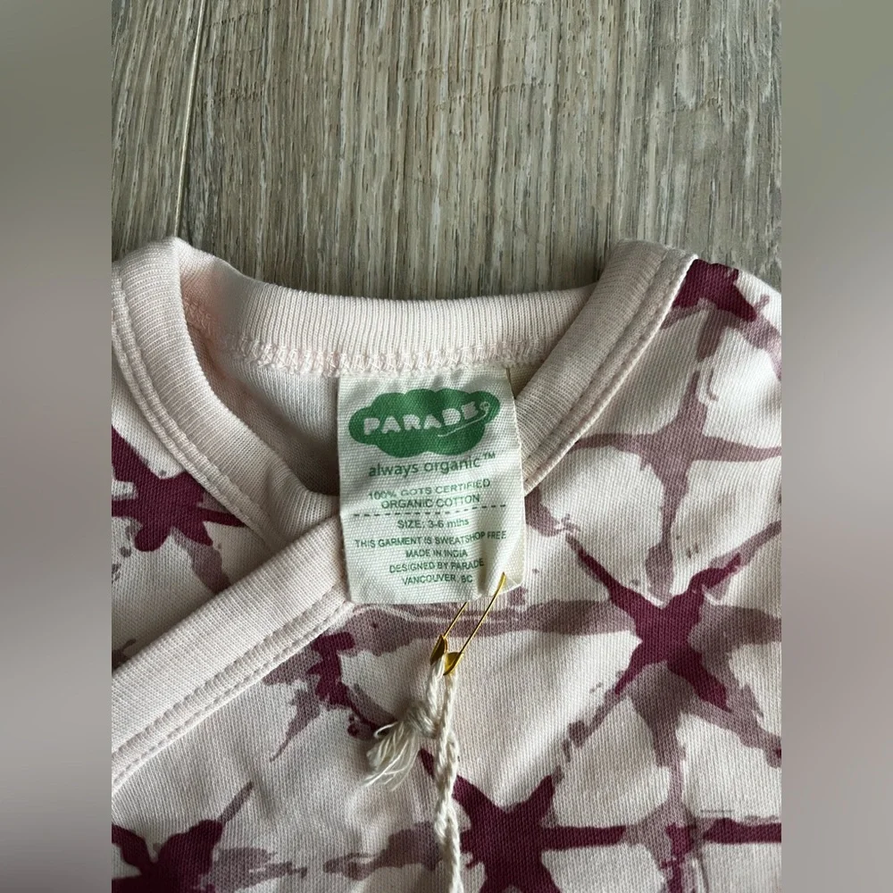 NWT Parade Baby Sleeping Gown Organic Cotton Pink Tie Dye - Size 3-6 months - Picture 2 of 7